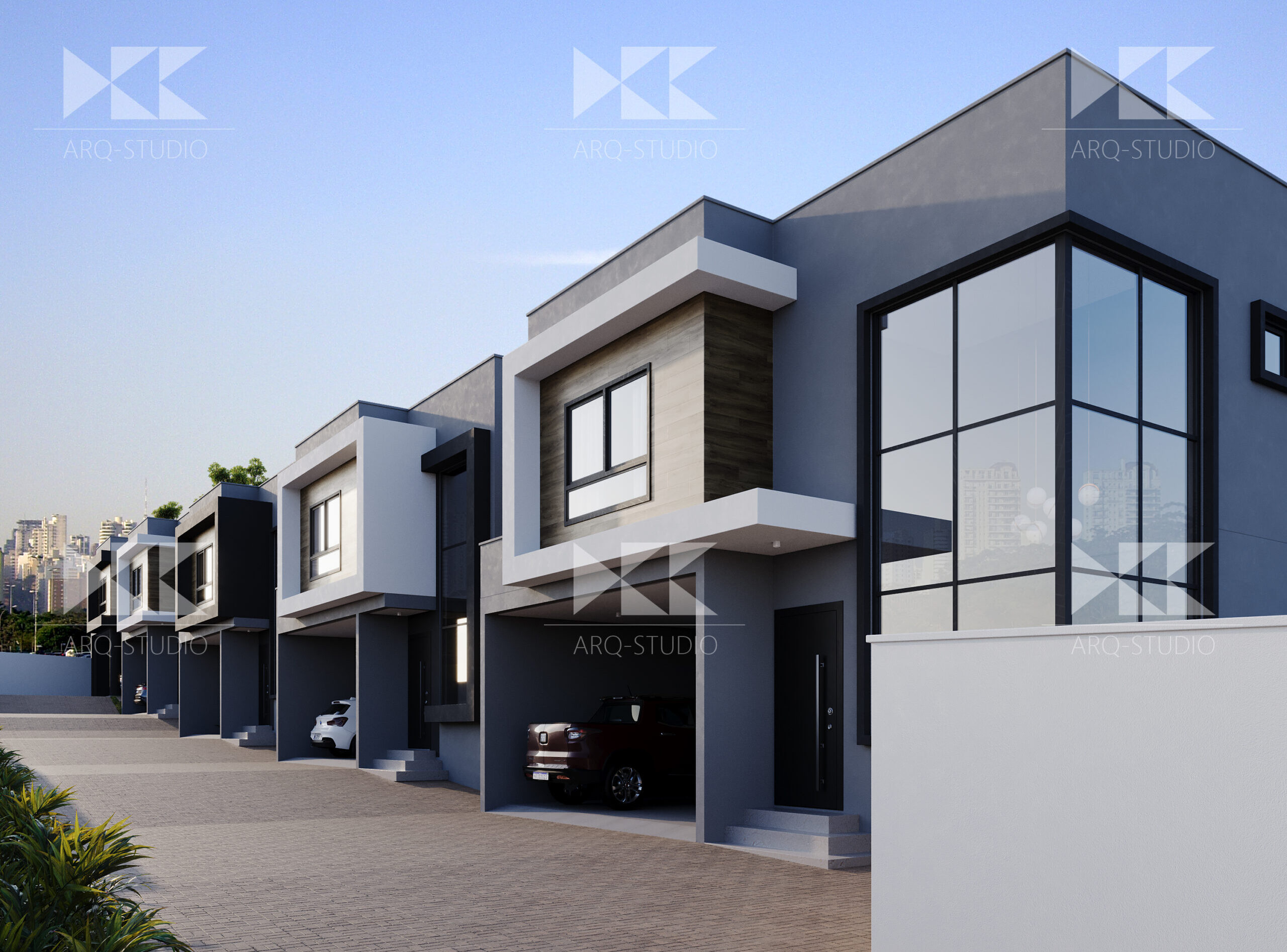 Residencial multifamiliar_Externa Fachada acesso casas_R00 - Mundial construtora