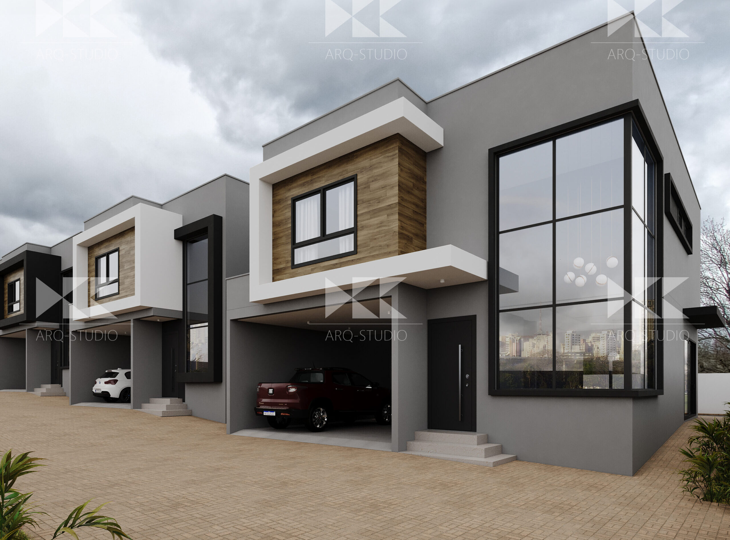 Residencial multifamiliar_Externa Fachada casa 01 e 02_R00 - Mundial construtora